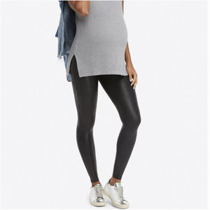 First Kick Maternity Black Vegan Faux Leather Pants Leggings Small S
